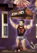 Kiefernstraße, residential street of the left-wing alternative scene with street art on house