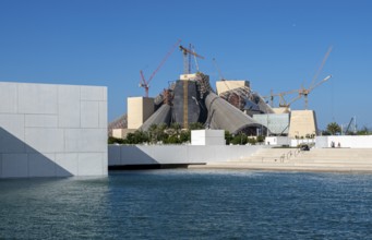 View of the Guggenheim Museum under construction, building on Saadiyat Island, Abu Dhabi, United
