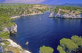 Boats, Port-Miou bay, Massif des Calanques, Bouches-du-Rhône department, southern France, June