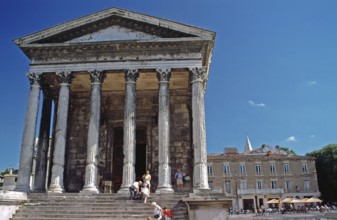 Maison Carrée Roman temple in Nimes, Gard départements, southern France, June 1999, vintage, retro,
