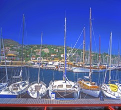 Sailboats, marina, Le Lavandou, Provence-Alpes-Côte d'Azur, Mediterranean, southern France, June