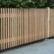 Wooden fence on the side of the road, vertical slats, town of Tegernsee, Upper Bavaria, Bavaria,