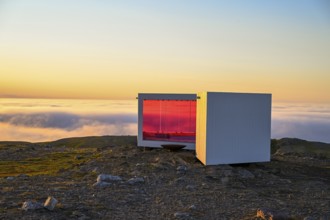 Windbreaks and observation huts on Mount Domen. The project consists of three small buildings,