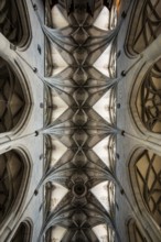 Cross-ribbed vaulting in the church of St. Nikolaus, Überlingen, Lake Constance, Baden-Württemberg,