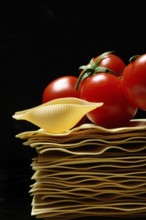 Lasagna leaves and conchiglione noodle with tomatoes, pasta