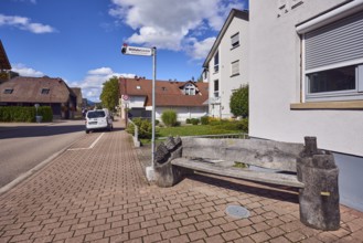 Carpool, carpool benches, towards Hausach, pavement made of concrete paving stones, road, asphalt,