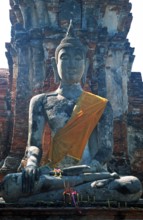 Buddha statue, Wat Mahatat, Ayutthaya, Thailand, December 2002, vintage, retro, old, historic