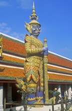 Yaksa demon guard, Grand Palace at Wat Phra Kaeo, Bangkok, Thailand, December 2002, vintage, retro,