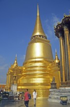 Golden chedi at Wat Phra Kaeo, Bangkok, Thailand, December 2002, vintage, retro, old, historic