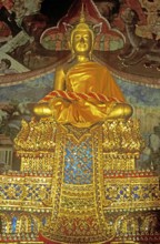 Seated Buddha at Wat Sakhet, Bangkok, Thailand, December 2002, vintage, retro, old, historic