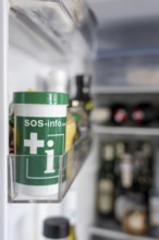 Emergency box in a refrigerator, it contains a comprehensive information sheet which gives