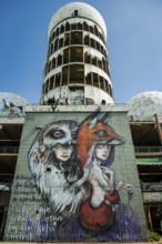 Graffiti on the former US eavesdropping facility on Teufelsberg in Grunewald, Berlin, Germany