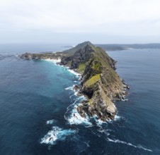 Aerial view, cliffs and sea at Cape of Good Hope, Cape Point Lighthouse, Cape Peninsula, Cape Point