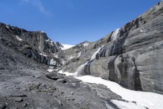 Glacier Ice and Waterfall, Worthington Glacier, Worthington Glacier State Recreational Site,