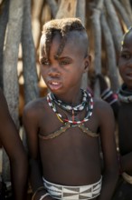 Portrait, Himba girl, traditional Himba village, Kaokoveld, Kunene, Namibia