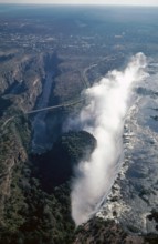 Aerial view, Victoria Falls, Zambezi, Zambezi Bridge, Zimbabwe, Africa, June 2000, vintage, retro,