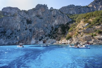 Picturesque rocky coast, cliffs and blue sea at Piscine di Venere, Golfo di Orosei, Baunei,