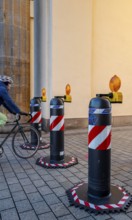 Massive bollards at Brandenburg Gate, security concept in the run-up to Christmas, Berlin, Germany