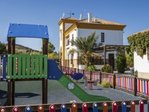 Former train station at village Olvera, now used for tourism, cafe and lodging, cycle path Via