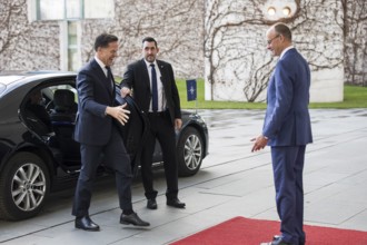 Mark Rutte (Secretary General of NATO) and Friedrich Merz (Chancellor of the Federal Republic of