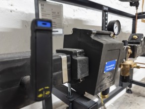 District heating transfer station in a cellar in Düsseldorf, Germany