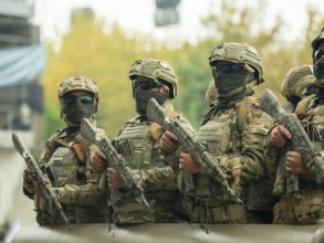 Aleppo, Syria – December 08, 2025: The Syrian Army and Public Security forces hold a military