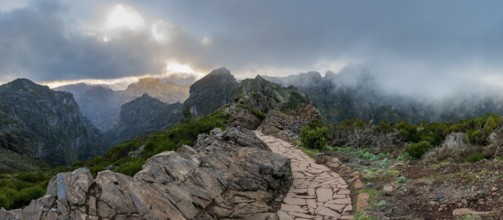 Sunset at Pico do Arieiro, hiking trail PR1, Madeira, Portugal