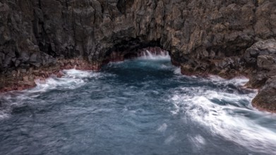 Waves and rocks, coast near Porto Moniz, Madeira, Portugal