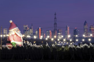 In a Christmas tree center near Frankfurt am Main, a multi-metre-high inflated figure of Santa
