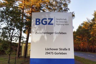 Sign, Gorleben interim storage facility, BGZ Gesellschaft für Zwischenlagerung mbH, facility for