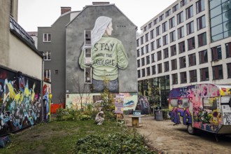 Trendy district with graffiti in the Gängeviertel, Neustadt, Hamburg