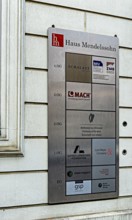 Name and company signs at the famous Mendelssohn house in Berlin's Jägerstraße, Germany