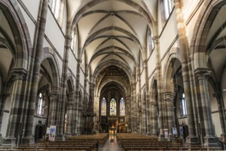 Interior view, Church of St. Peter and Paul, Obernai, Alsace, Bas-Rhin Department, France