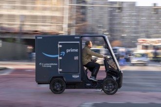 E-cargo bike, e-cargo bike delivery vehicle, pedal drives with e-motor assistance, from the