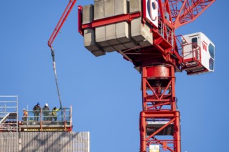 Construction site of the Covivio high-rise building near Alexanderplatz in Berlin, mixed use of
