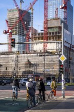 Construction site of the Covivio skyscraper in front, in the vicinity of Alexanderplatz in Berlin,