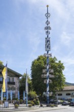 May pole in the town of Schliersee, Upper Bavaria, Bavaria, Germany