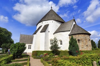 Medieval round church with cemetery, fortified church, Østerlars Kirke, Østerlars, Bornholm,