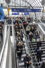 Central station in Berlin, passengers leave the platform after arrival, Germany