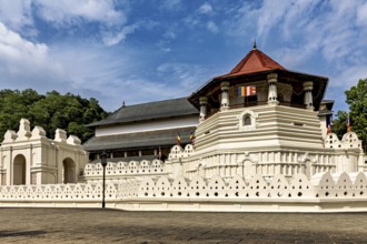 -View of a majestic historic building under a blue sky, The Temple of the Tooth in Kandy Sri Lanka