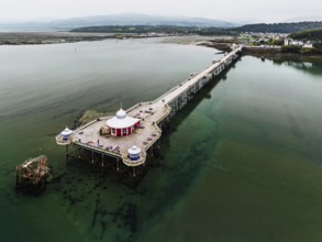 Garth Pier from a drone, Bangor, Wales, UK