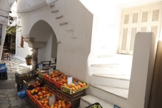 Alley in the old town of Naxos, Cyclades, Greece