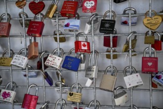 Love castles at the mountain station of the Zugspitz cable car, Austrian side, municipality of