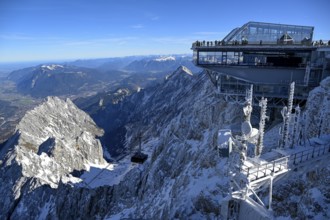 Mountain station of the cable car to the Zugspitze (2962 m), German side, Grainau municipality,