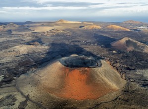 Caldera Colorada volcano, picturesque volcanic landscape with volcanic craters and lava fields in