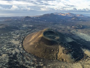 Montaña Negra volcano, picturesque volcanic landscape with volcanic craters and lava fields in