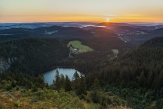 View from Feldberg to Feldsee looking east, sunrise, Black Forest, Southern Black Forest,