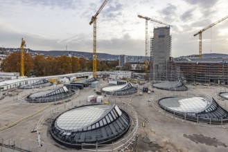 Stuttgart Central Station. Stuttgart 21 construction site. The new transit station is being built