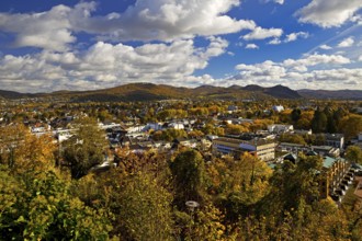 View of the Bad Godesberg district from Godesburg in autumn towards Siebengebirge, Bonn, North