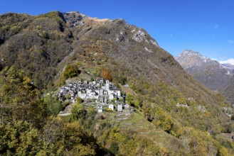 Corippo in the Verzasca Valley, a typical Ticino village, Valle Verzasca, Canton of Tessin,